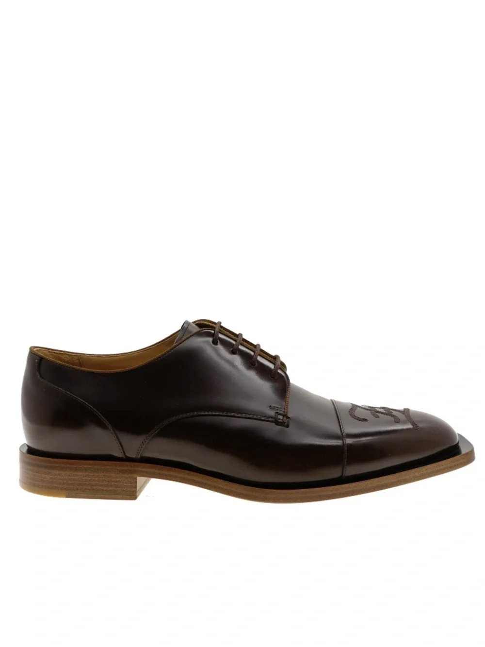 Fendi Oxford Lace-Up Shoes Karligraphy Brown Leather Size 12 New